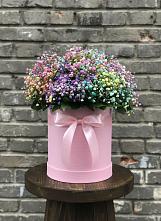 Цветочная композиция из Гипсофила и Розы в шляпной коробке #REPLACE_PRED# Пестяках