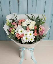 Букет цветов из:  Розы, Лизиантусы и Хризантемы в Пестяках