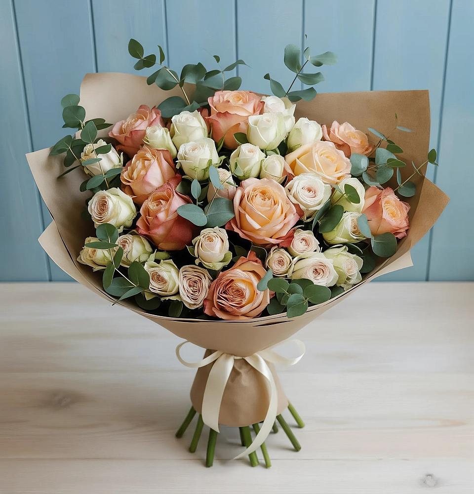 Букет цветов из: Альстромерии и Розы в Пестяках