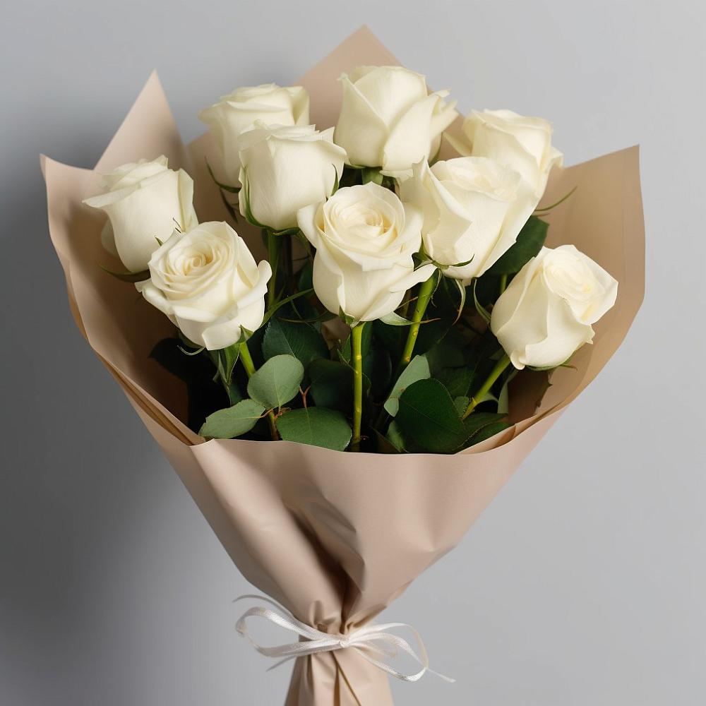 Букет 9 Белых роз Эдлесс Лав в Пестяках