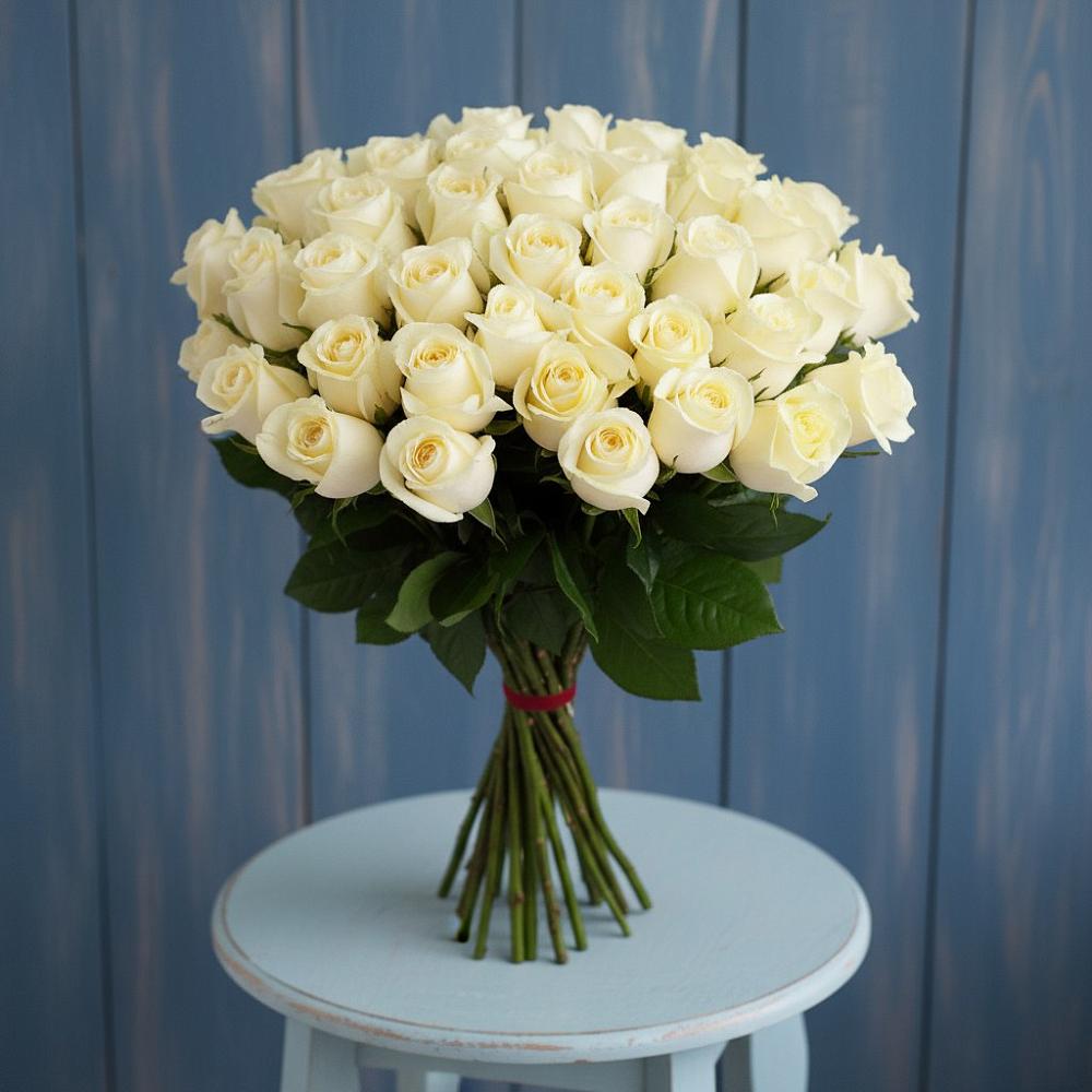 Букет 51 Белая роза Эдлесс Лав в Пестяках