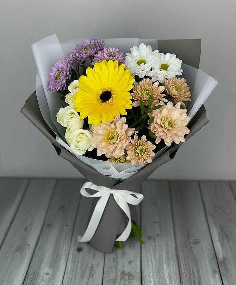 Букет цветов из: Розы, Герберы и Хризантемы в Пестяках