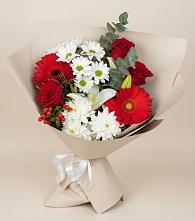Букет цветов из:  Розы, Хризантемы, Герберы и Лилии в Пестяках