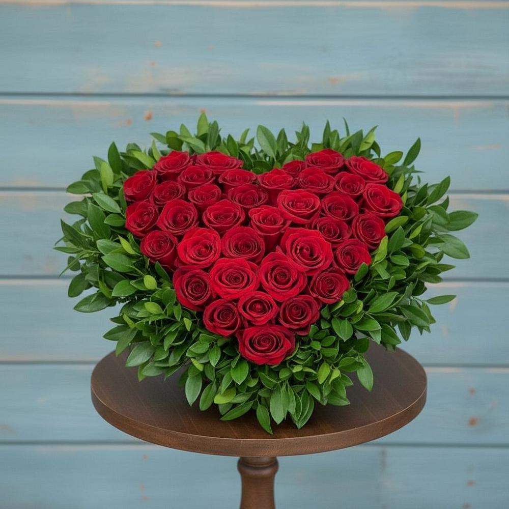 Цветочная композиция из Розы в виде сердца в Пестяках