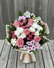 Букет цветов из:  Альстромерии, Гвоздики, Розы и Хризантемы в Пестяках