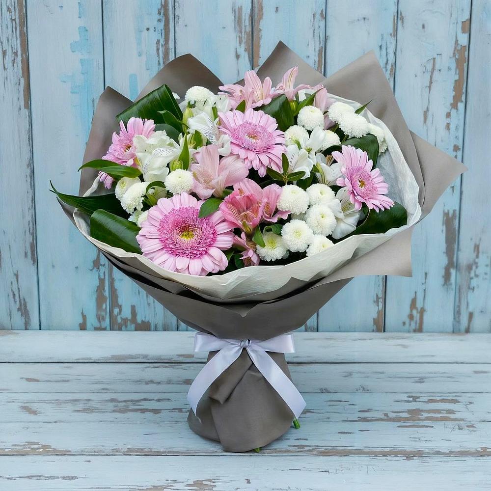 Букет цветов из: Герберы, Альстромерии и Хризантемы в Пестяках
